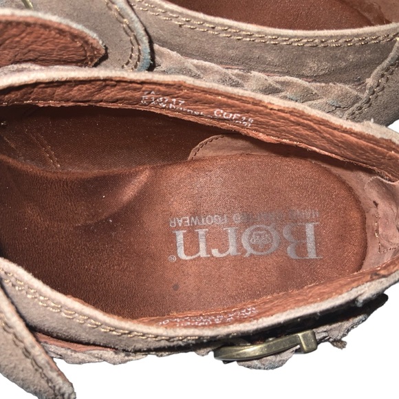 Born Sylvia Suede Leather Heel Bootie Boot Brown Marmotta Distressed - Picture 5 of 8